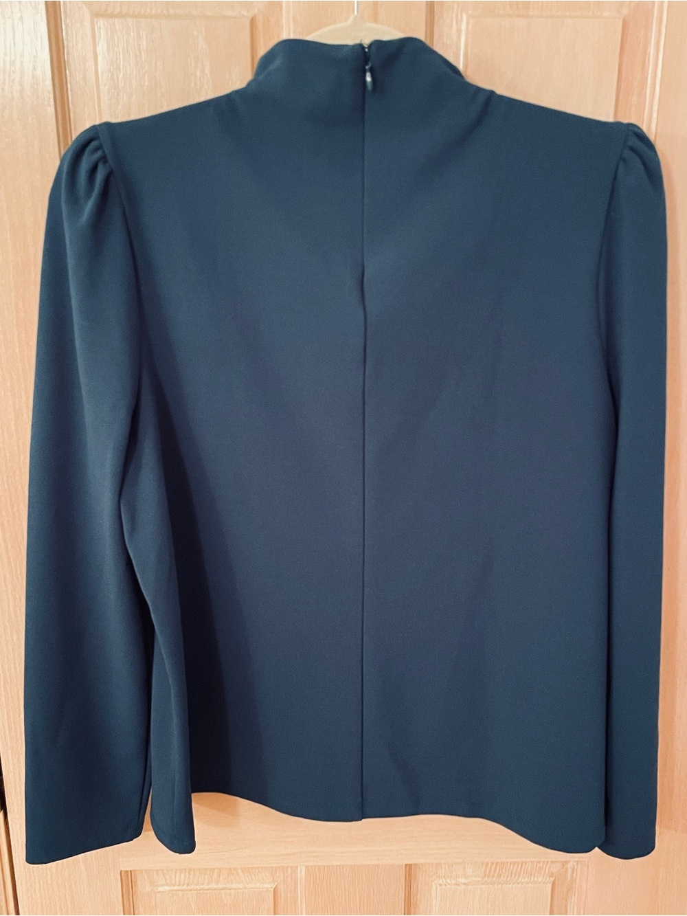 Ann Taylor Teal Mock Neck Long Sleeve Blouse - Picture 3 of 8
